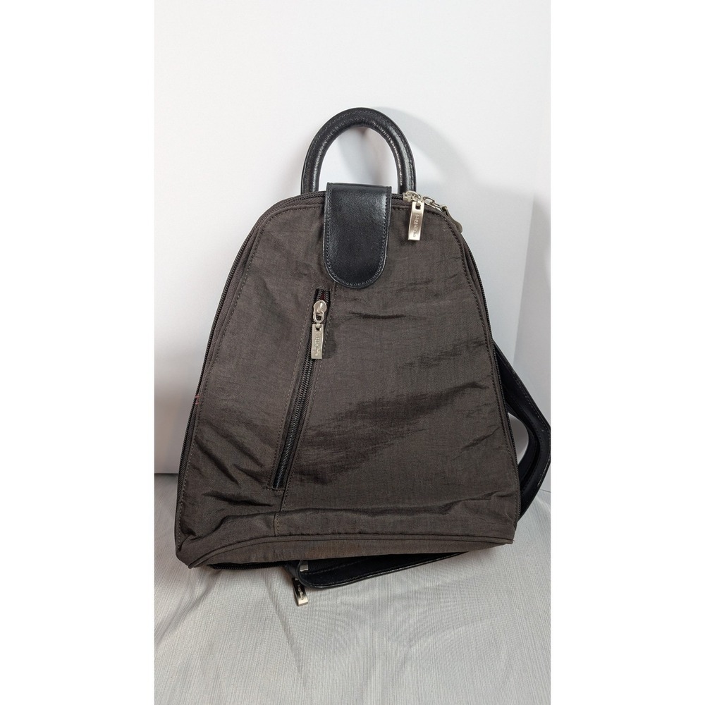 Baggallini Convertible Sling Backpack Black Brown One Size Nylon Travel Bag